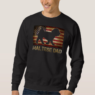 Sudadera Papá maltés Vintage Bandera Estadounidense Perro P