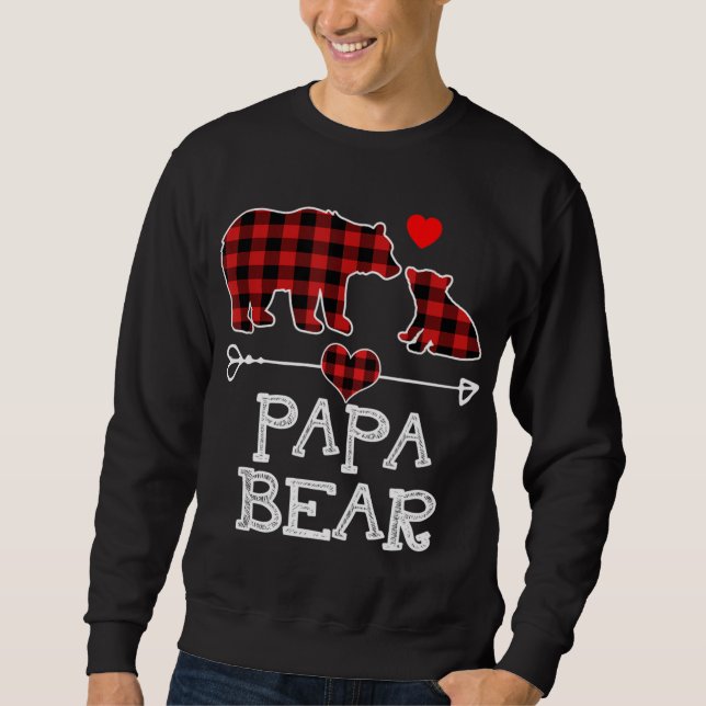 Sudadera Papa Navidades del oso Pajama Red Plaid Buffalo Fa (Anverso)