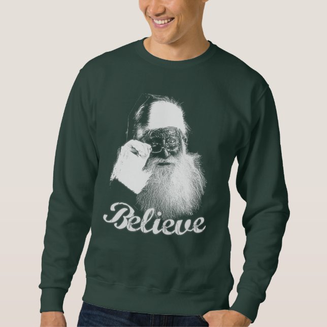 Sudadera Papá Noel clásico "cree" resplandor monocromático (Anverso)
