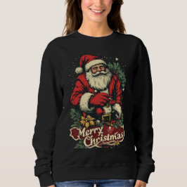 Sudadera Papá Noel dice: Feliz Navidad en un negro