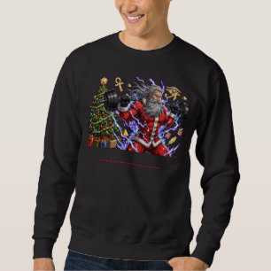 Sudadera Papá Noel divertido en el gimnasio levantando pesa
