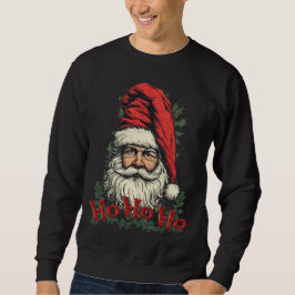 Sudadera Papá Noel divertido y colorido sobre un fondo negr