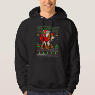 Sudadera Papá Noel Feo Montando un Perro Caniche Estándar N