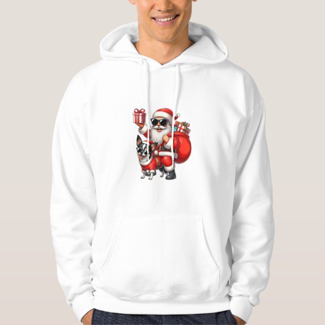 Sudadera Papá Noel monta un niño Navidad de perro de Chihua (Anverso)