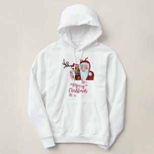 Sudadera Papá Noel Rudolf sonriente con acuarela riendo