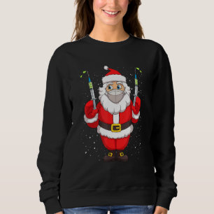 Sudadera Papá Noel vacunado en la máscara de la cara Merry