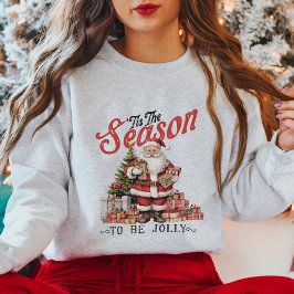 Sudadera Papá Noel vintage y árbol de Navidad