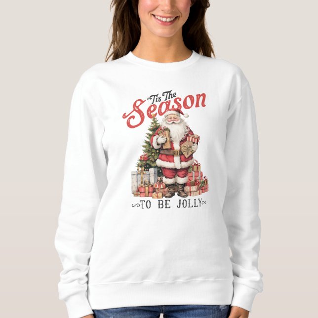 Sudadera Papá Noel vintage y árbol de Navidad (Anverso)