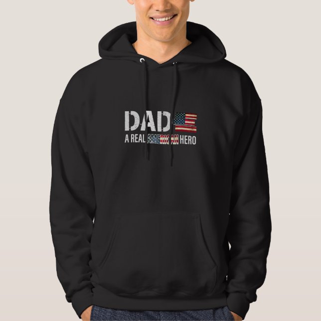 Sudadera Papá, un verdadero héroe norteamericano orgulloso (Anverso)