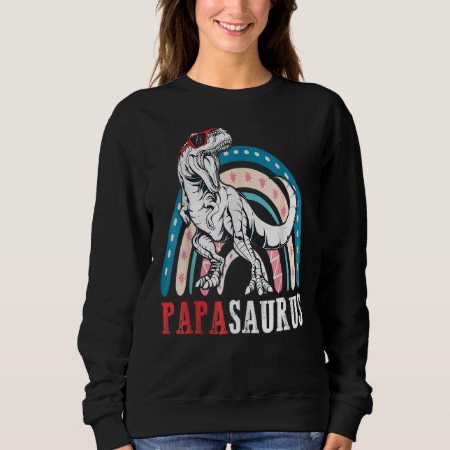 Sudadera Papasaurus Rex Dinosaur Papa Saurus Rainbow Padre (Anverso)