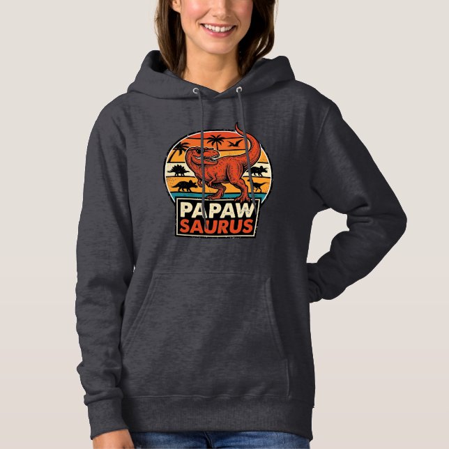 Sudadera Papawsaurus Diseño Vectorial Retro Dinosaurio Atar (Anverso)