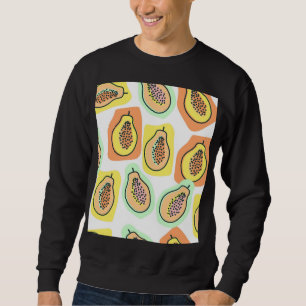 Sudadera Papaya dibujada a mano: Patrón de cosecha creativa