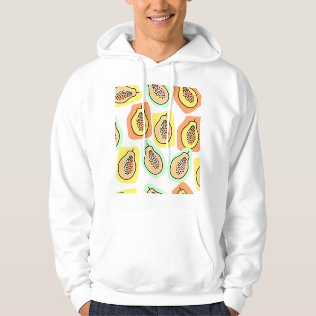 Sudadera Papaya dibujada a mano: Patrón de cosecha creativa (Anverso)