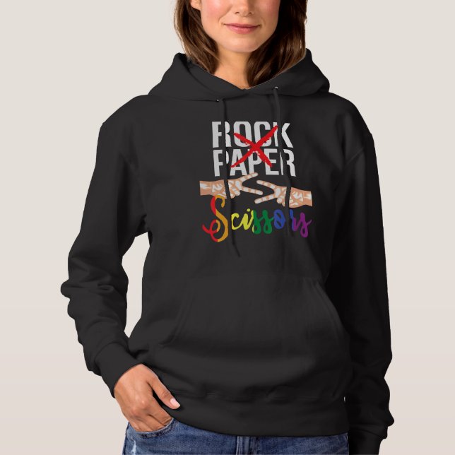 Sudadera Papel de rock tira el orgullo gay lgbtq lesbiano (Anverso)