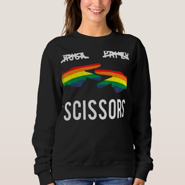 Sudadera Papel de rock tira el orgullo lesbiano Rainbow Lgb (Anverso)
