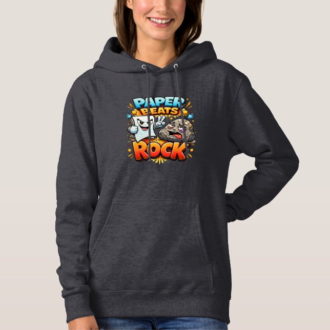 Sudadera Paper beats rock, funny design  (Anverso)