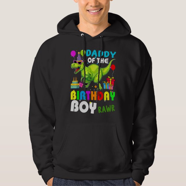 Sudadera Papi Del Niño De Cumpleaños Rawr Rex Dinosaur B (Anverso)
