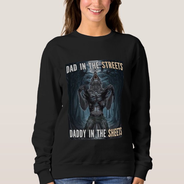 Sudadera Papi En Las Hojas Gracioso Alpha Werewolf Wolf Mem (Anverso)