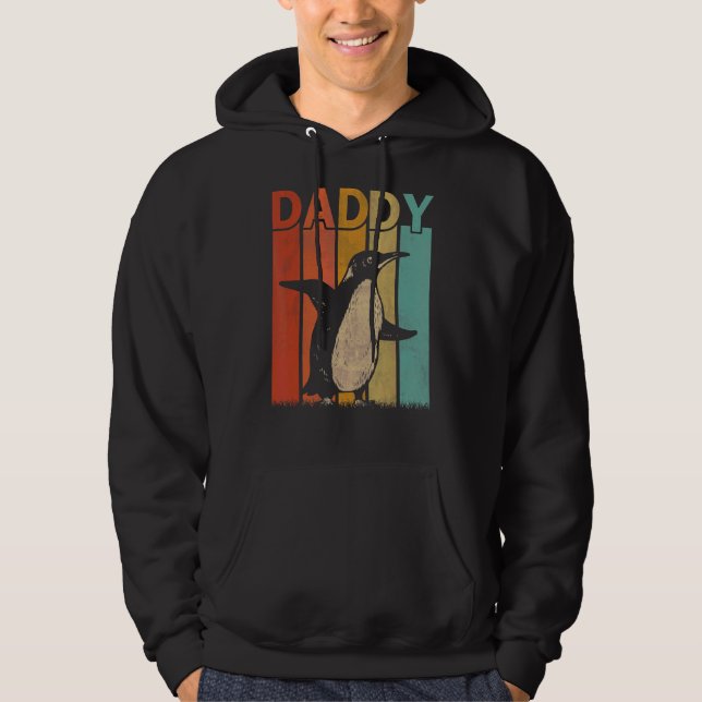 Sudadera Papi gráfico de papi de estilo retro pingüino (Anverso)