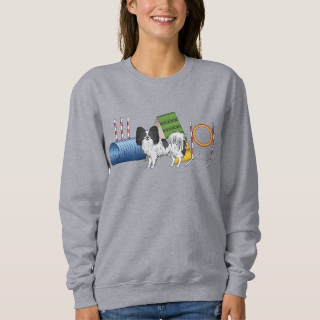 Sudadera Papillon Blanco Y Negro Con Equipo De Agilidad (Anverso)