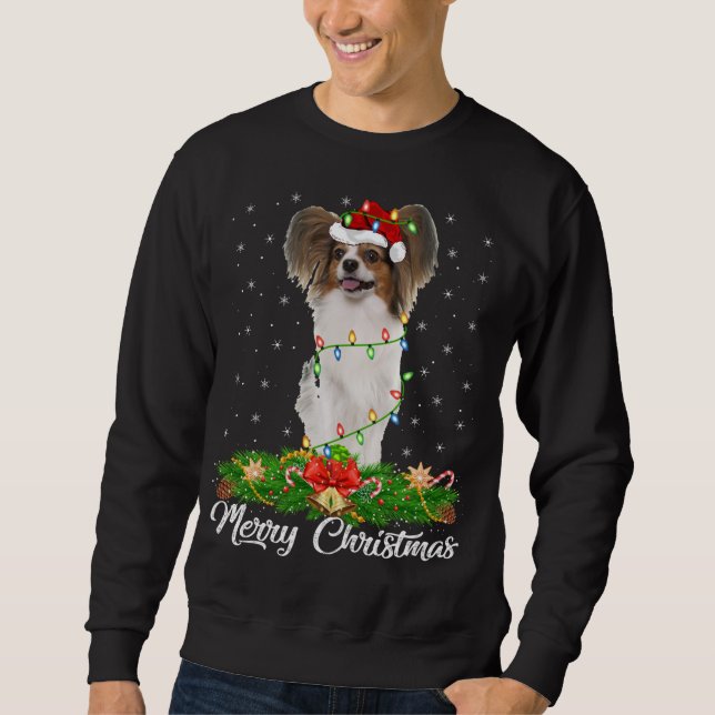 Sudadera Papillon Dog Lover coincidiendo con Santa Hat Papi (Anverso)