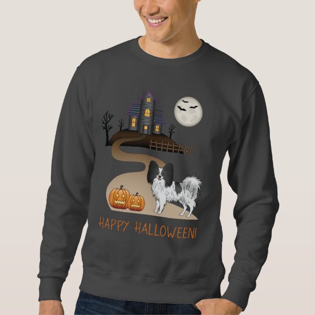 Sudadera Papillon negro y blanco y casa embrujada de Hallow (Anverso)