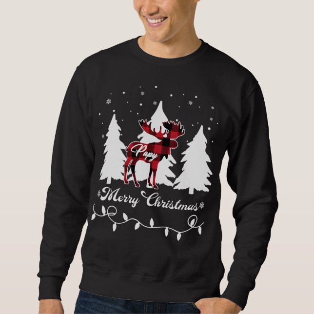 Sudadera Papy Moose Búfalo Cuadros Rojos Navidad Coincident (Anverso)
