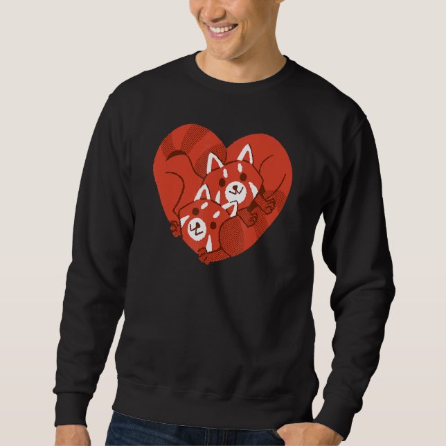 Sudadera Par Panda Rojo Corazón Animal Panda Rojo (Anverso)