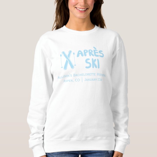 Sudadera para despedida de soltera Blue Apres Ski (Anverso)