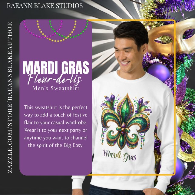 Sudadera para hombre Mardi Gras Fleur-de-lis (Subido por el creador)