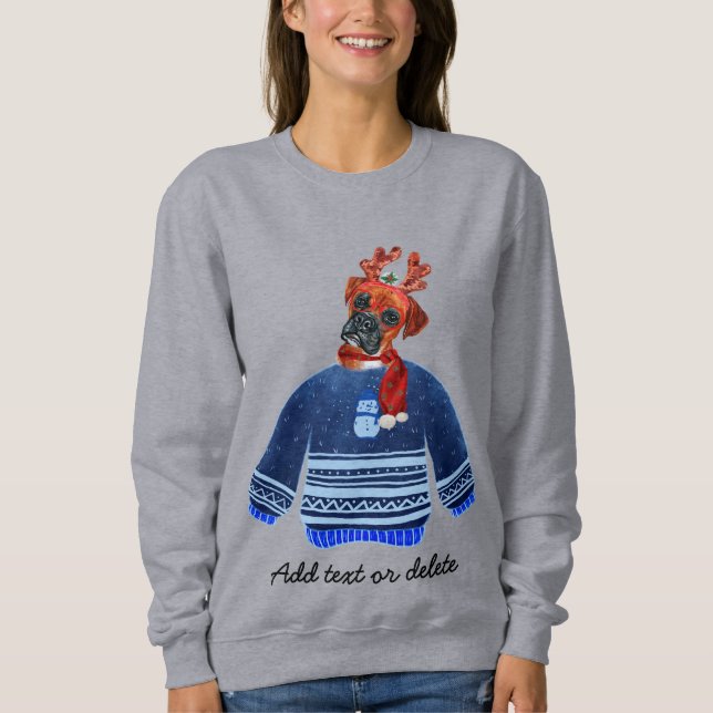 Sudadera para mamá de perro Boxer fea navidad (Anverso)