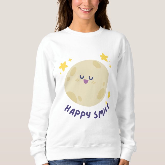 Sudadera para mujer con luna sonriente adorable (Anverso)