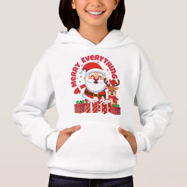 Sudadera para niños de Santa y Reno (Anverso)