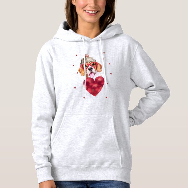 Sudadera para perro Beagle regalo del día de San V (Anverso)