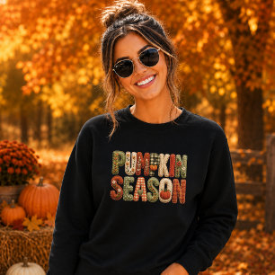 Sudadera Parche de Bordado Falso de Temporada de Calabaza p