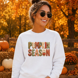 Sudadera Parche de Bordado Falso de Temporada de Calabaza p