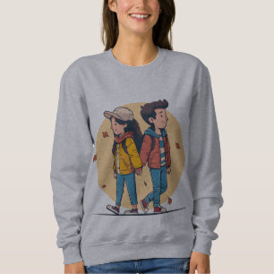 Sudadera Pareja cogidos de la mano caminando juntos en otoñ