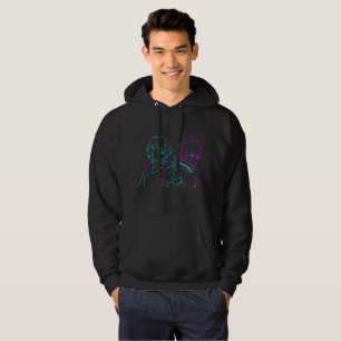 Sudadera Pareja de anime cyberpunk minimalista en rosa y az