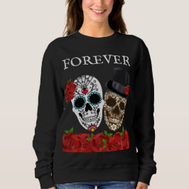 Sudadera Pareja de Cráneos de Azúcar Forever Vintage con Ro