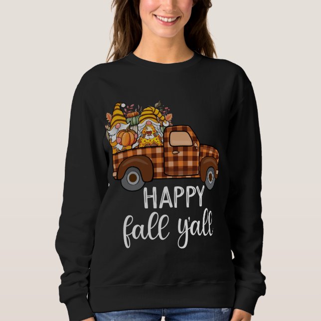 Sudadera Pareja de gnomos en calabaza de camión spice Fall  (Anverso)