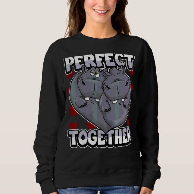 Sudadera Pareja De Pareja Perfecta Juntos Hippo En Amor (Anverso)