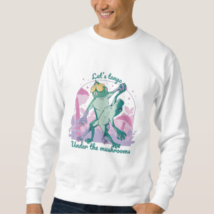 Sudadera Pareja de ranas adorables con hongos bailando