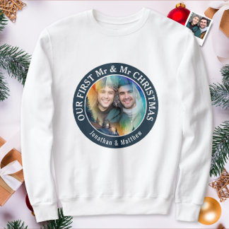 Sudadera Pareja Gay Nuestra Primera Navidad como Foto de Sr