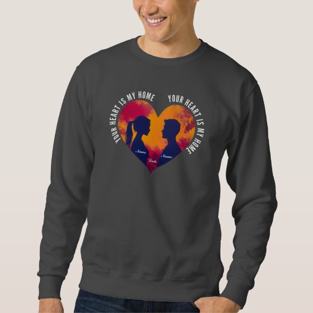 Sudadera Pareja Personalizable Tu Corazón Es Mi Hogar (Anverso)