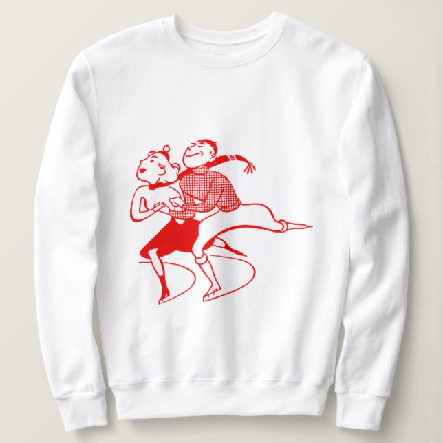 Sudadera Pareja Retro de Patinaje Rojo (Anverso del diseño)