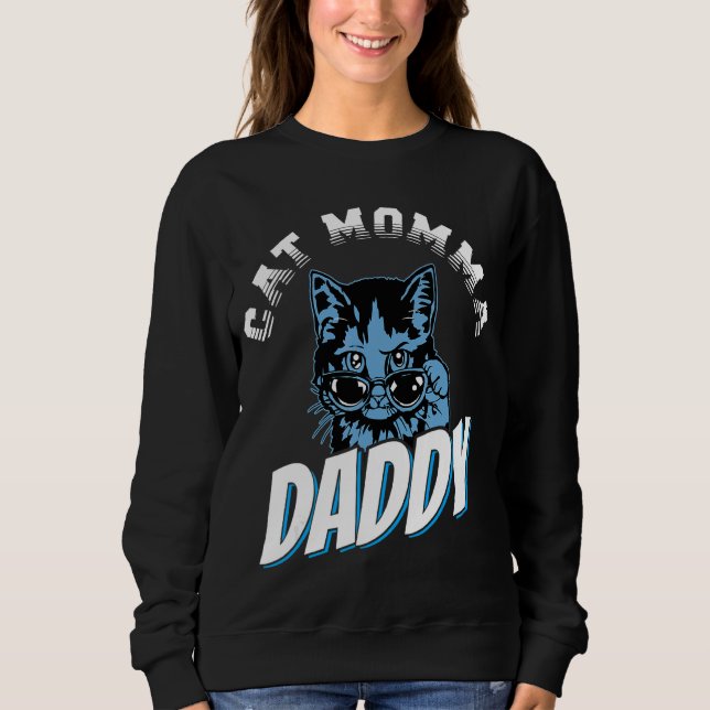 Sudadera Parejas mascotas Gato En Gafas De Sol Mamá Gato Da (Anverso)