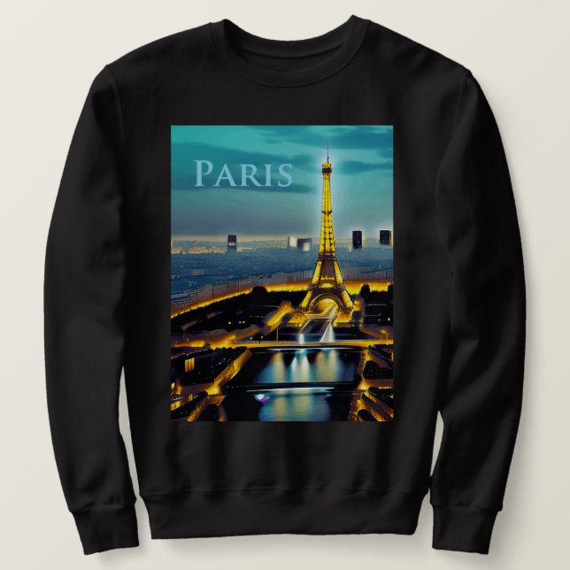 Sudadera París bajo un cielo azul turquesa (Anverso del diseño)
