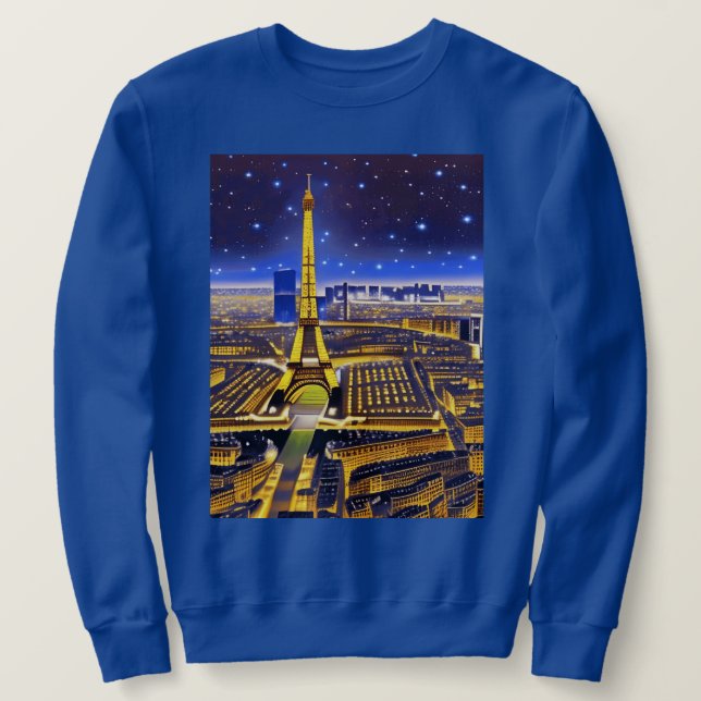 Sudadera París bajo un cielo estrellado morado (Anverso del diseño)