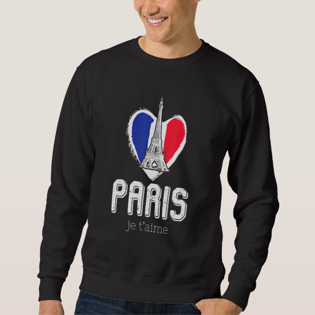 Sudadera Paris Eiffel Tower French Flag Sign Of Love I Love (Anverso)
