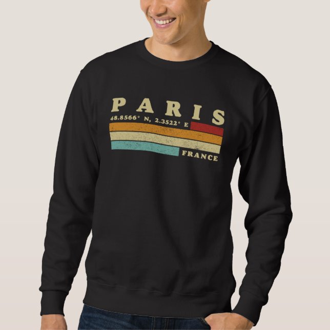 Sudadera París Francia Ciudad Retro Longitud Latitud (Anverso)